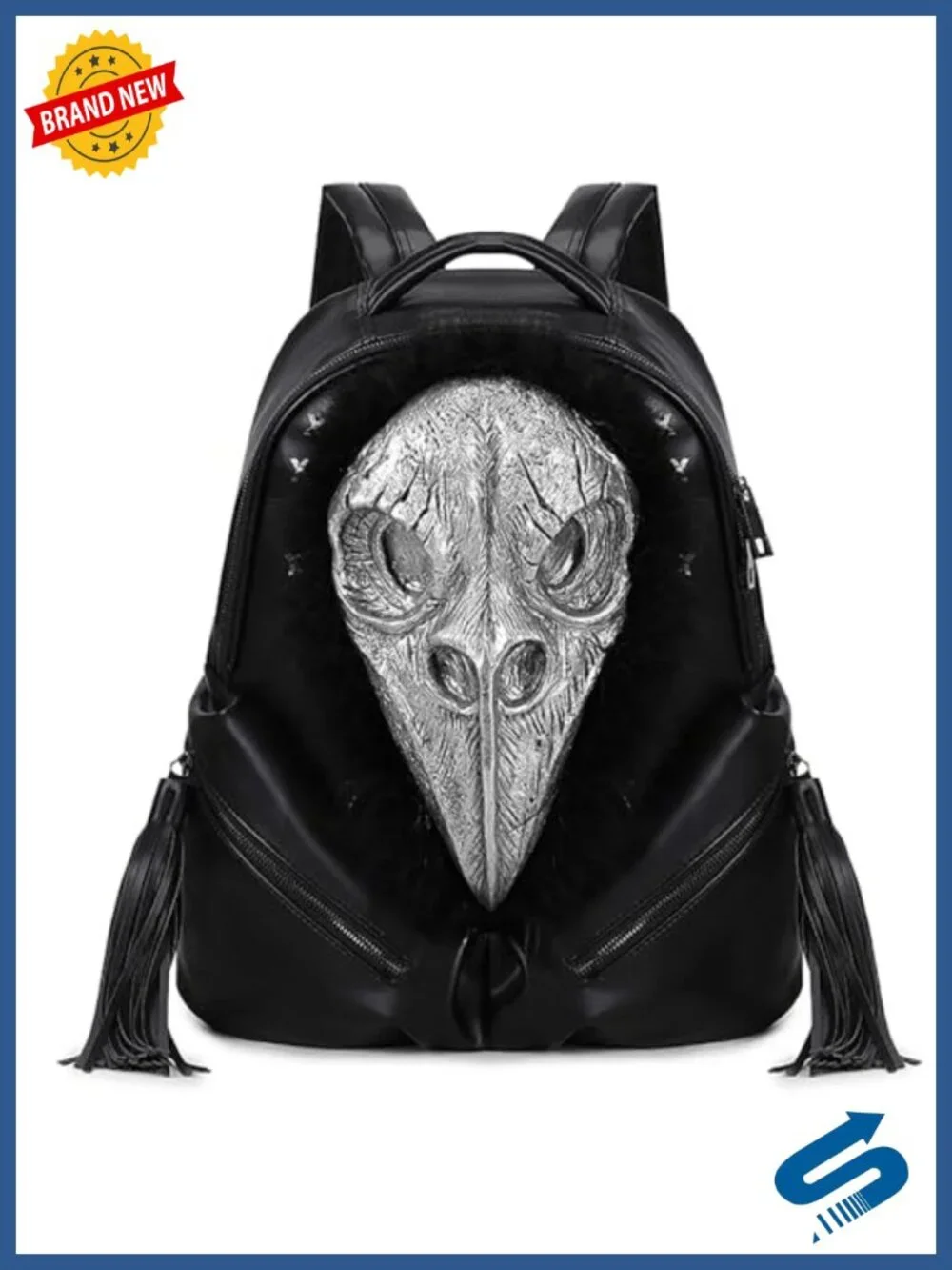 Large 3D Skull Gothic Punk PVC Backpack with Chain Straps